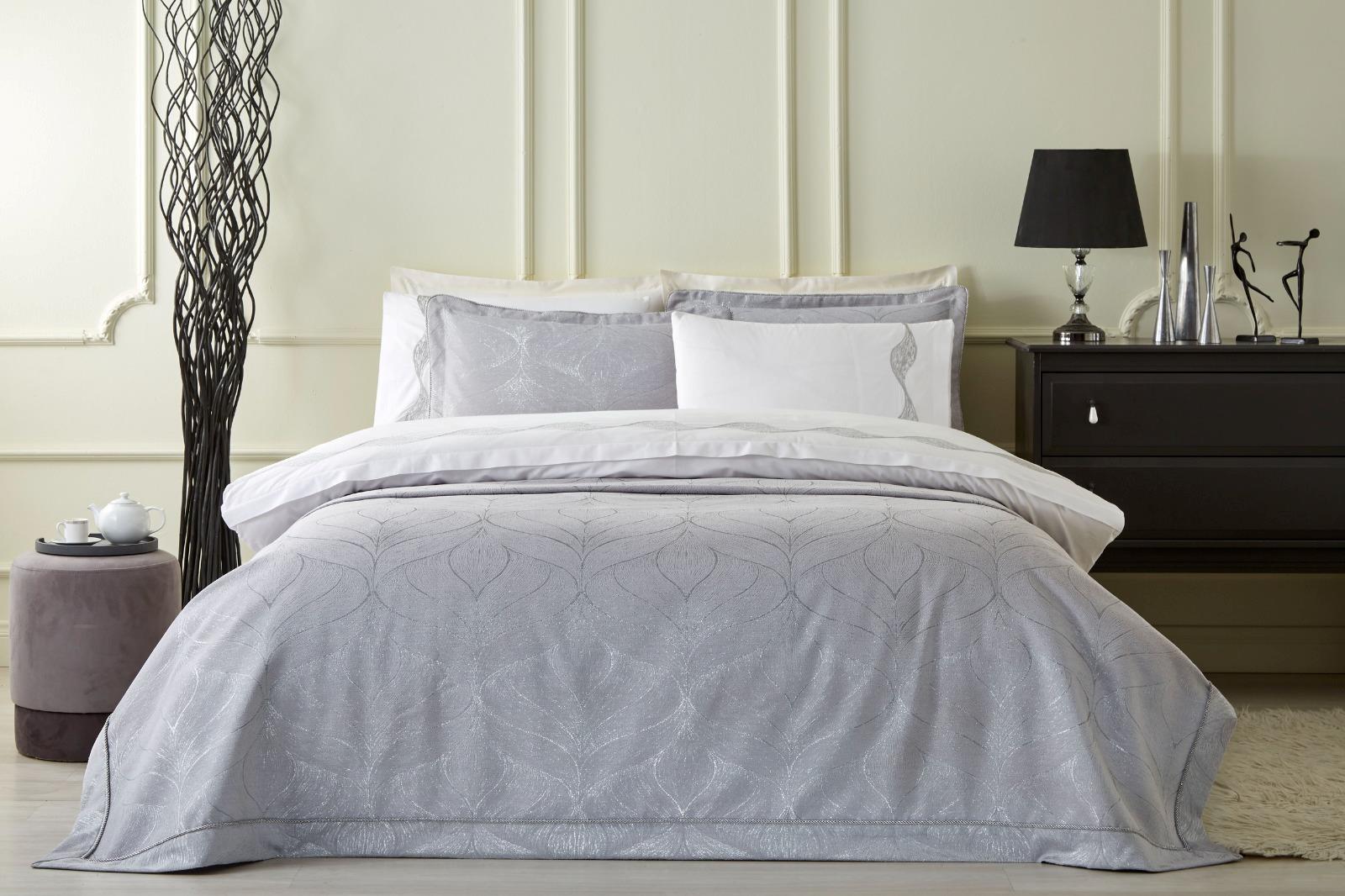 Özdilek Gelin Seti Yatak Örtülü Clara Gri