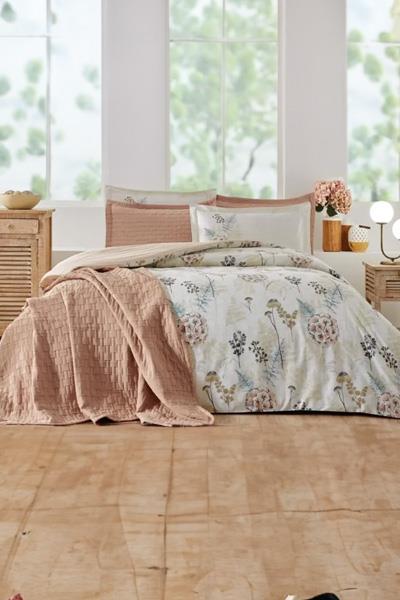 Özdilek Nevresim Takımlı Yatak Örtülü Çift Kişilik Phlox Krem