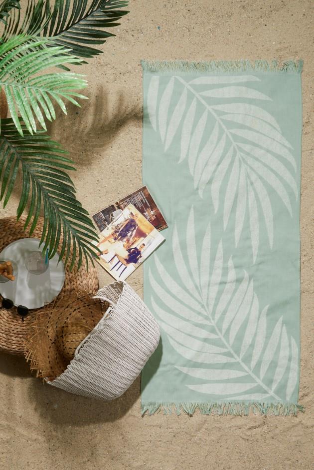Özdilek Havlu Plaj Peştemal Summer Leaf&Strıpe Yeşil