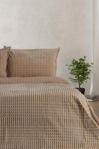 Özdilek Battaniye Seti Çk Modern Line Piramit Bej