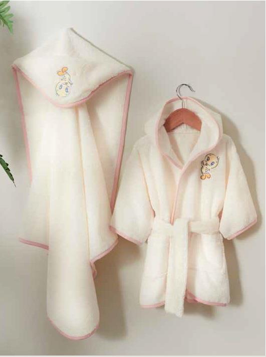 Özdilek Bebe Pelerini Tweety Star Krem-Pembe