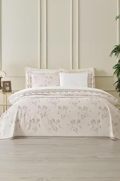 Özdilek Gelin Seti Yatak Örtülü Disty Bej