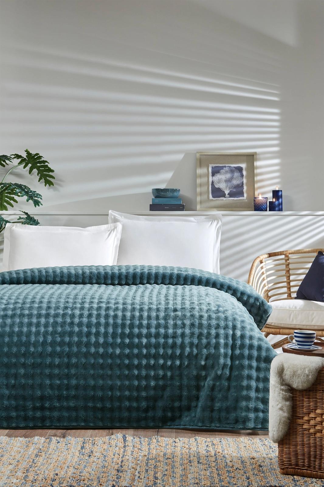 Özdilek Battaniye Seti Çift Kişilik Fluffy Yeşil