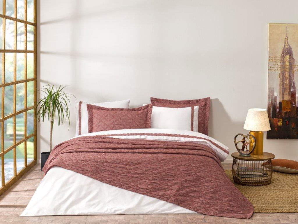 Özdilek Gelin Seti Yatak Örtülü Veronica Kiremit