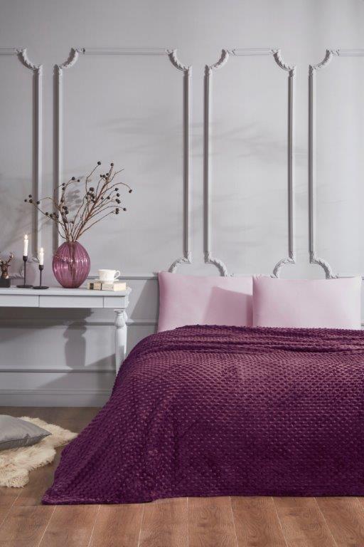 Özdilek Battaniye Çift Kişilik Tomurcuk Mürdüm