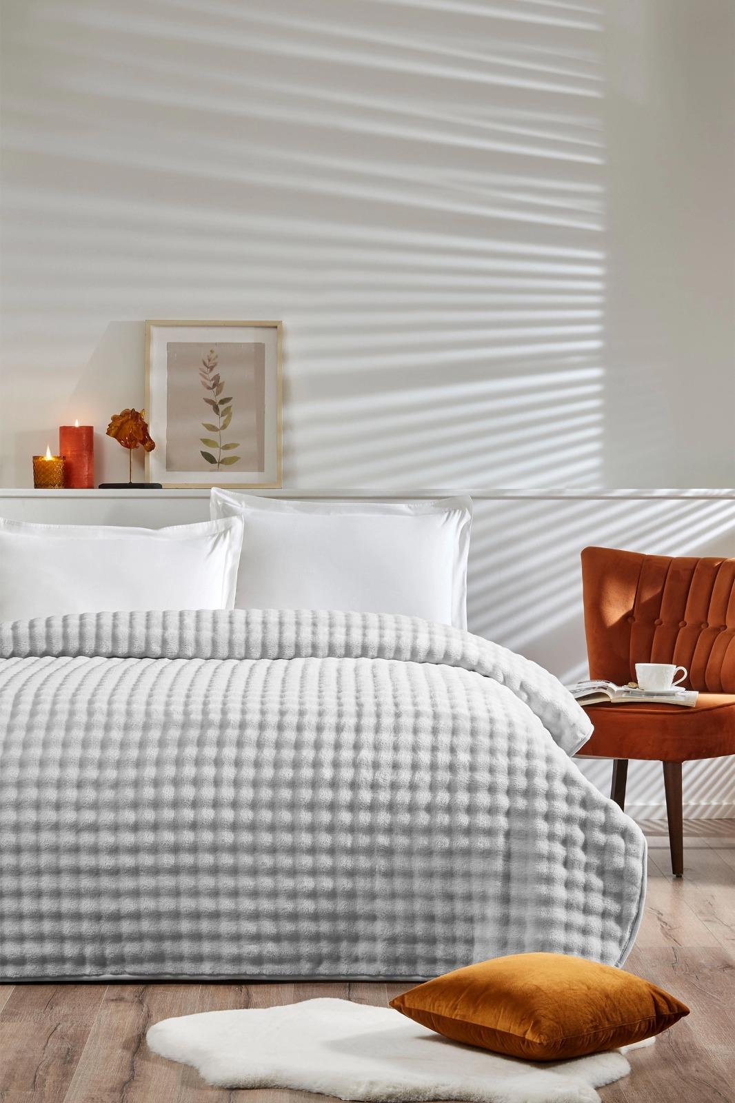 Özdilek Battaniye Seti Çift Kişilik Fluffy Grey Violet